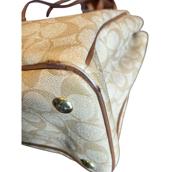 COACH Peyton Khaki & Brown Signature Jordan Double-Zip Carryall Bag F24603 - Picture 12 of 13